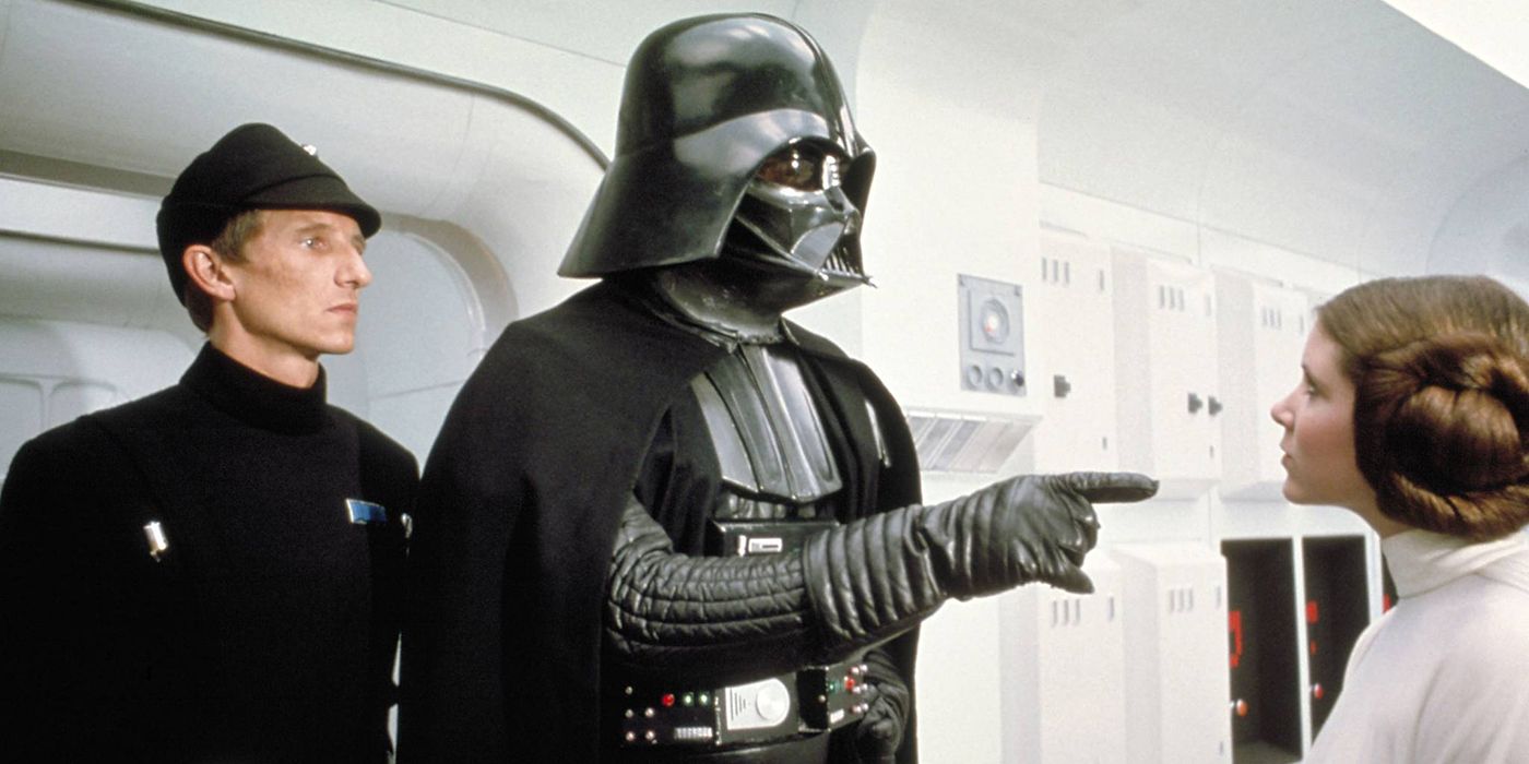 a new hope darth vader and leia organa david prowse carrie fisher