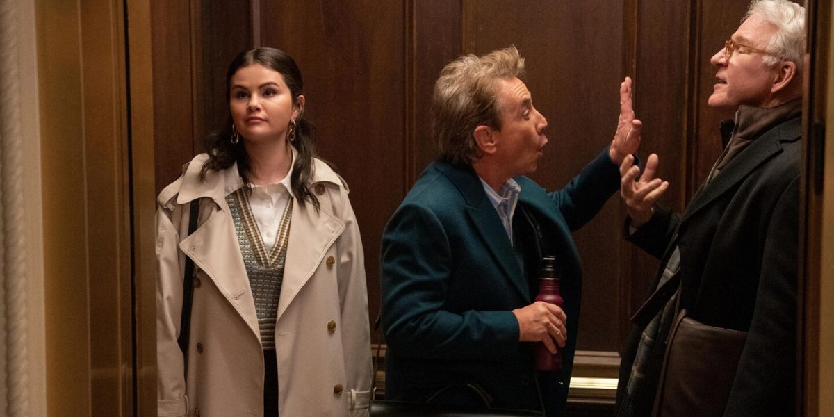 Only Murders in a Building selena gomez martin short steve martin in an elevator