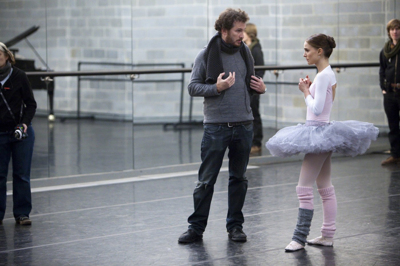 Natalie Portman and Darren Aronofsky on the set of Black Swan