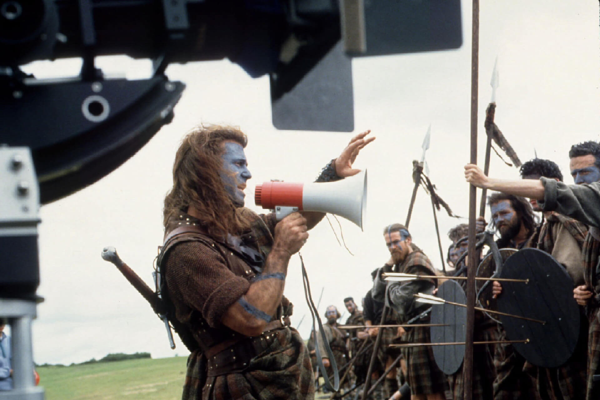 Mel Gibson directing a scene in Braveheart