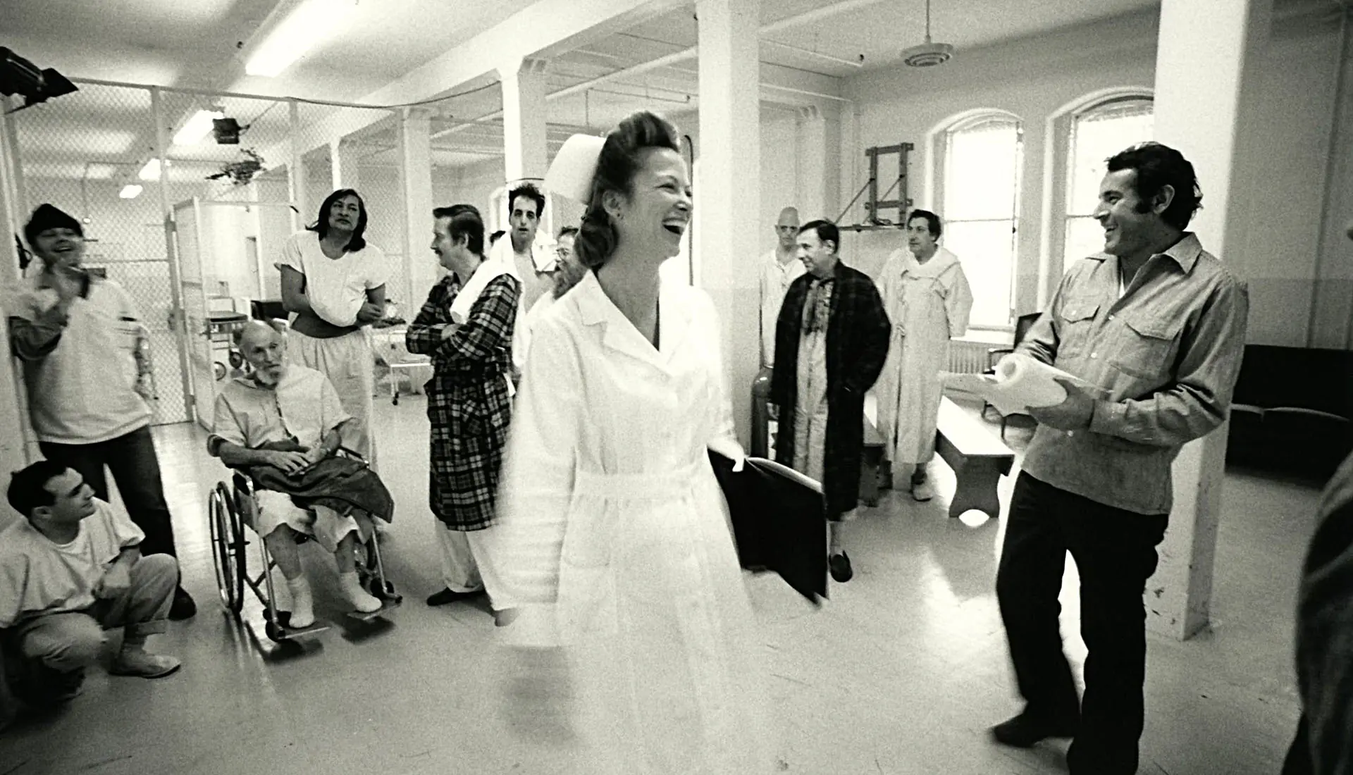 Louise Fletcher on the set of One Flew Over the Cuckoo's Nest