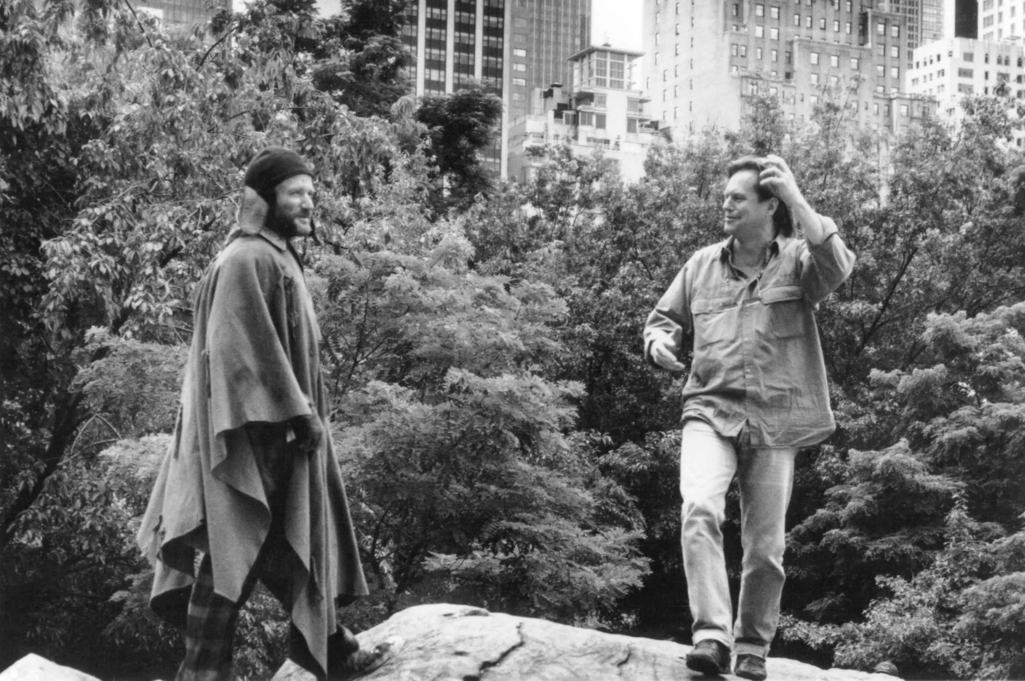 Robin Williams and Terry Gilliam on the set of The Fisher King 