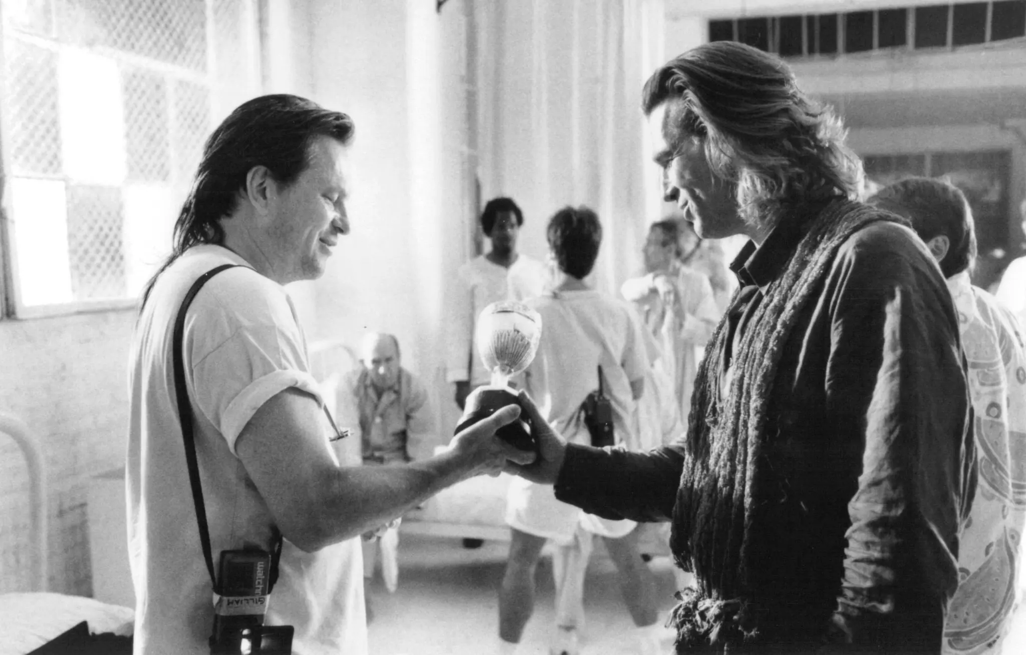 Jeff Bridges and Terry Gilliam on the set of The Fisher King 