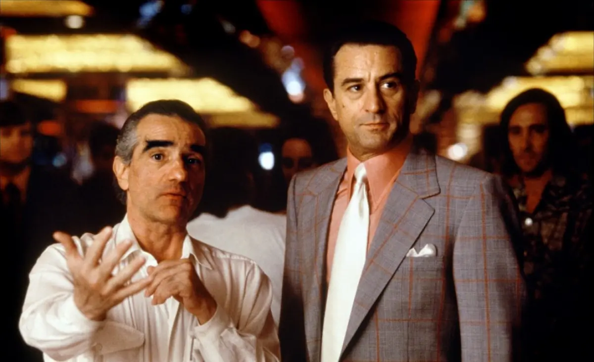 Martin Scorsese and Robert De Niro on the set of Casino