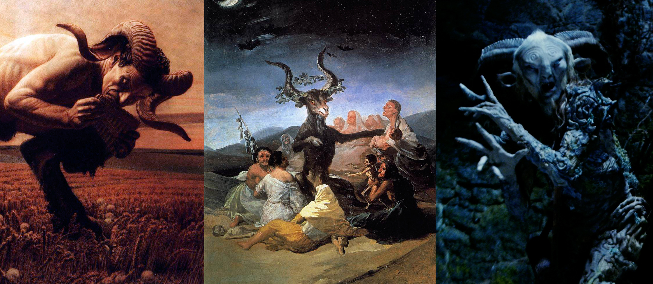| FilmFolly.com Carlos Schwabe, Faun (detail), 1932 – Francisco Goya y Lucientes, Witches' Sabbath, c. 1874 – The Faun in del Toro’s Film
