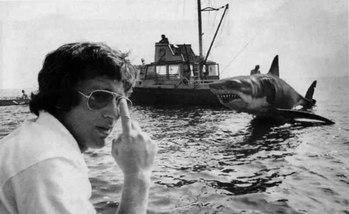 Steven Spielberg on the set of Jaws