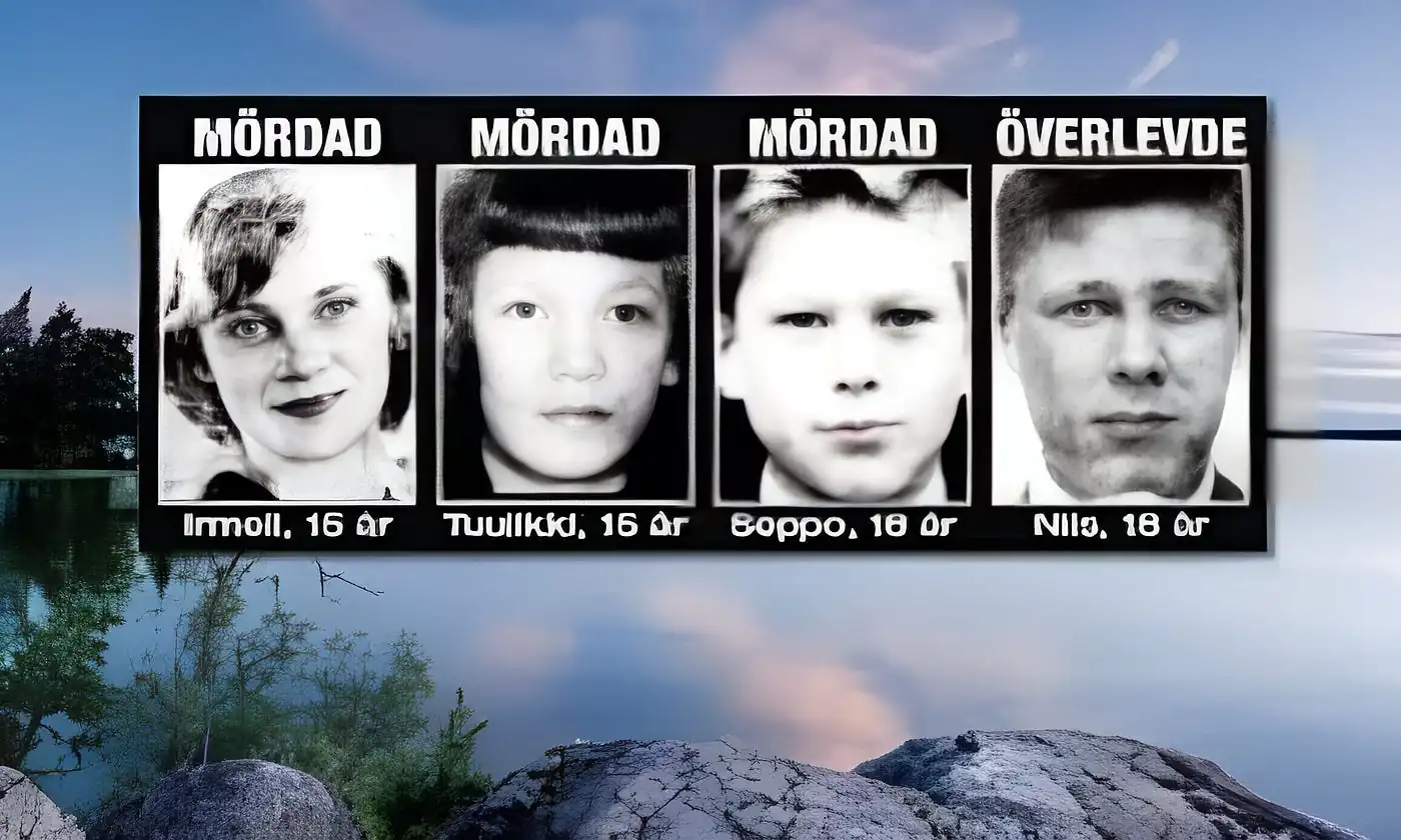 Lake Bodom and the Four Attacked Teenagers. Only Nils (far right) survived.