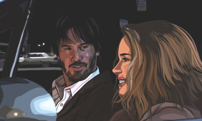 A Scanner Darkly keanu reeves winona ryder in a car