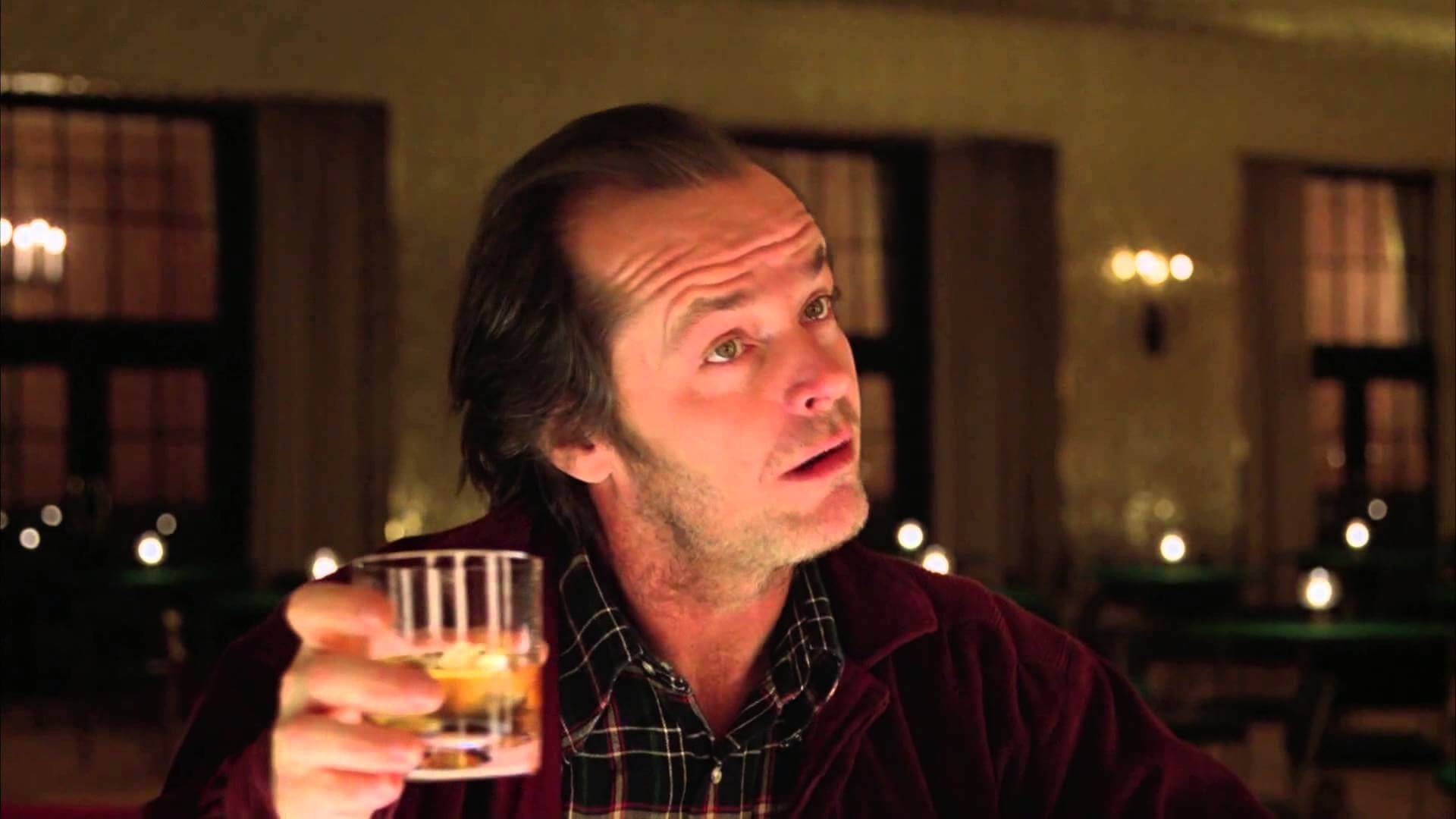 the shining jack nicholson as jack torrence drinking