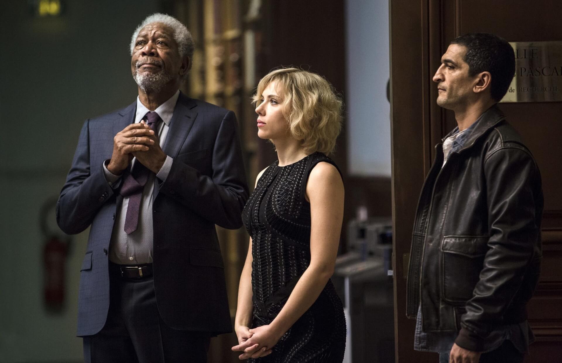 Lucy Scarlett Johansson Morgan Freeman Amr Waked