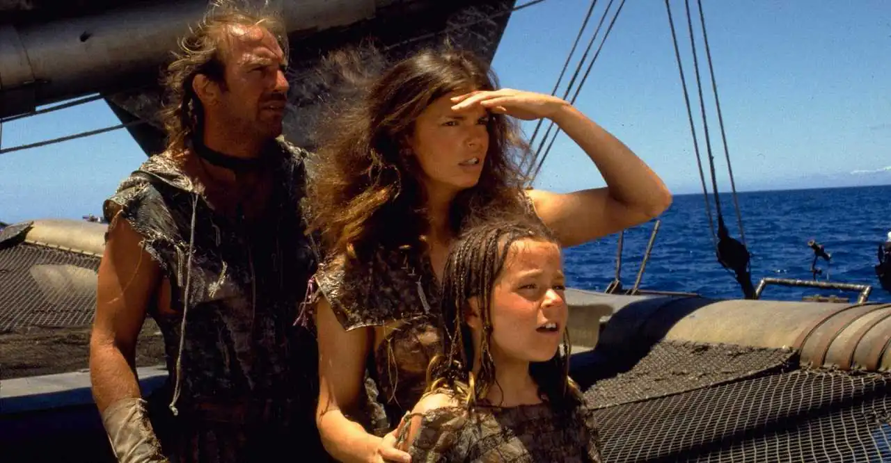 Waterworld, Kevin Costner, Jeanne Tripplehorn, Tina Majorino