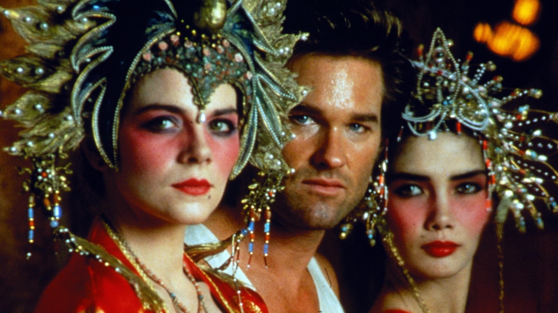 Kim Cattrall Kurt Russell and Suzee Pai in Big Trouble in Little China | FilmFolly.com Big Trouble in Little China